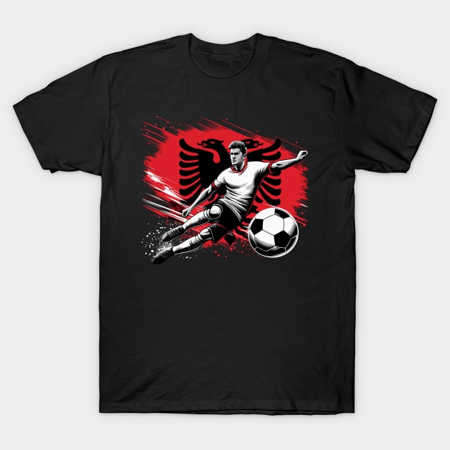 Dynamic Albania Soccer Star in Action - Vector Design T-Shirt by SergioArt